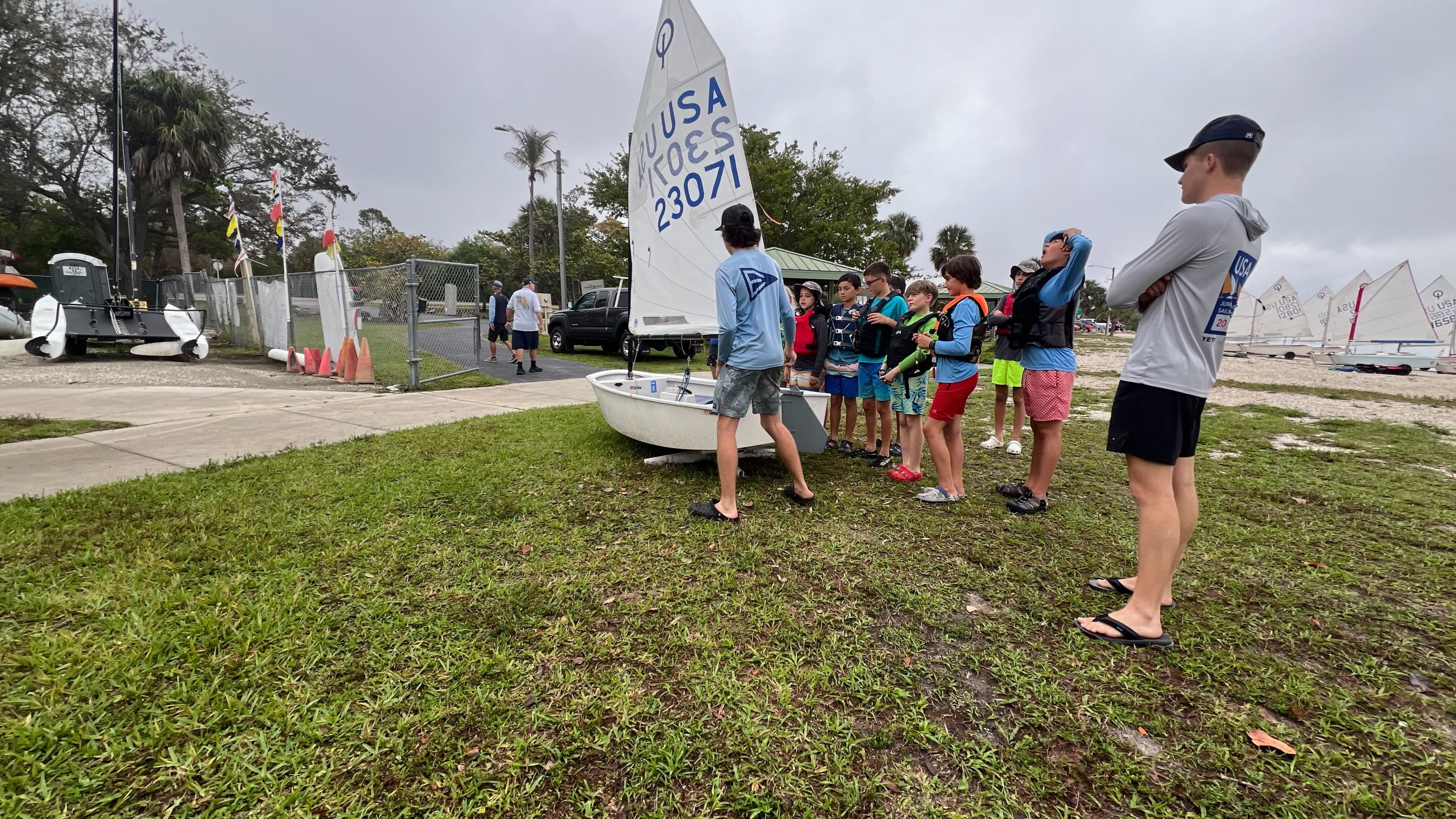 Instructor leading sailing lesson