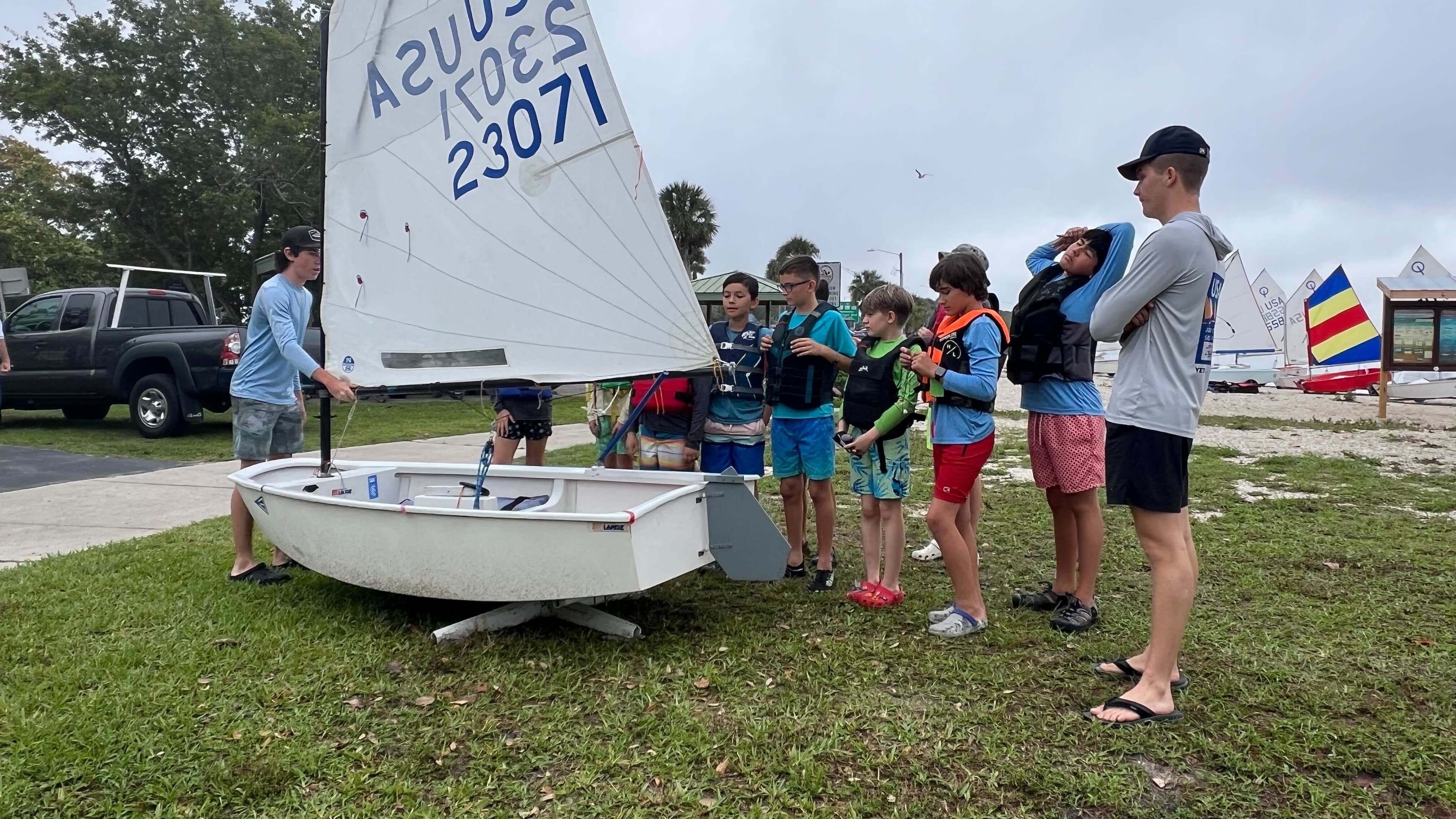 Edison Sailing Center instructor teaching young sailors